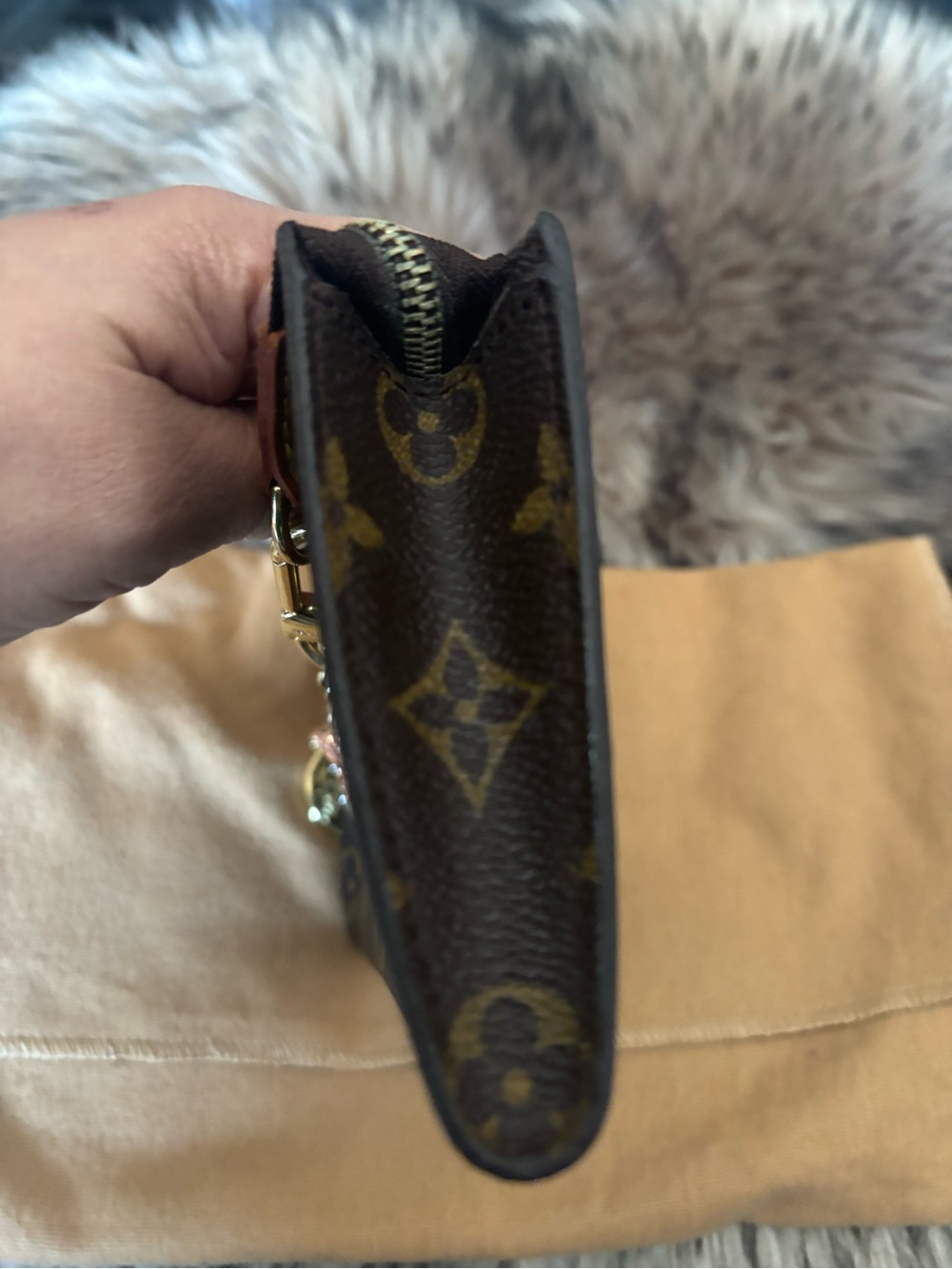 Louis Vuitton Brown Monogram mini pochette with charm - Brown/Gold - Picture 2 of 15